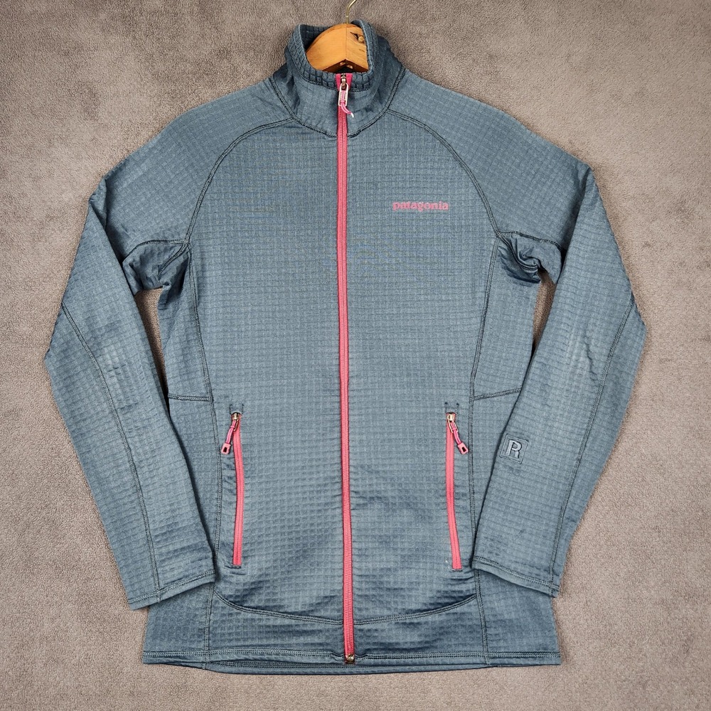 Patagonia R1 Jacket Womens XS Blue Gray Pink Full Zip Grid Fleece STY40138